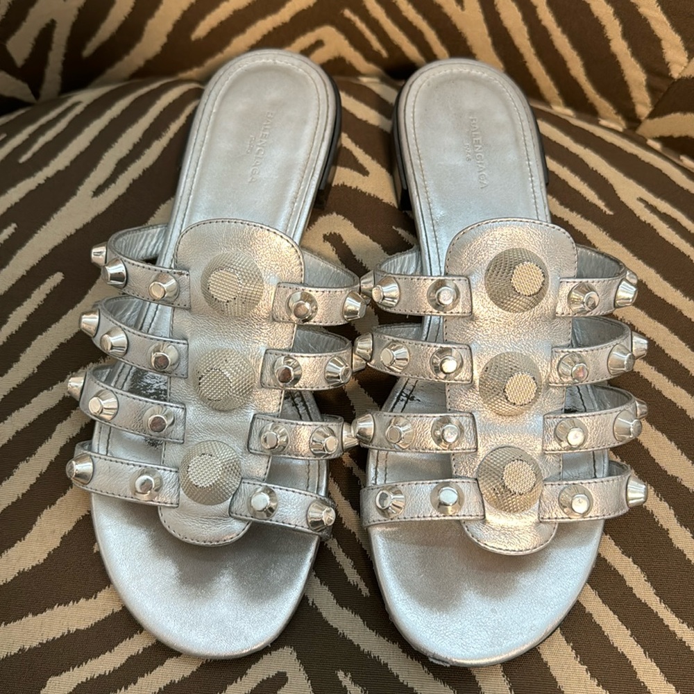 Balenciaga silver sandals size 37